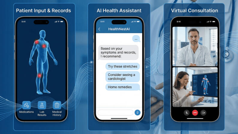 The app interface mockup